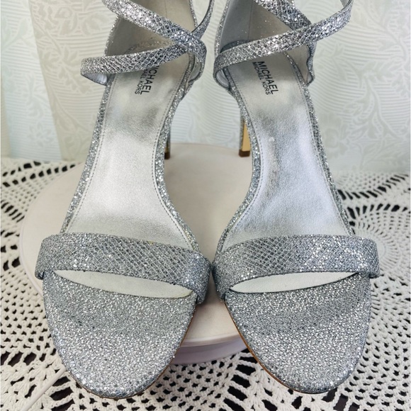 Michael Kors Ava Mid Sandal Size 8.5 Silver Color NEW WITH BOX.#0679 - Picture 7 of 17